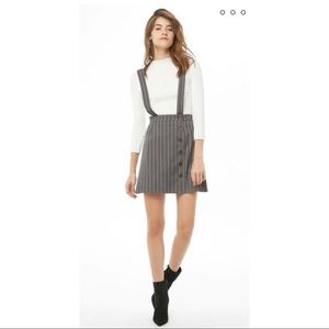 Forever 21 Pinstriped Suspender Skirt